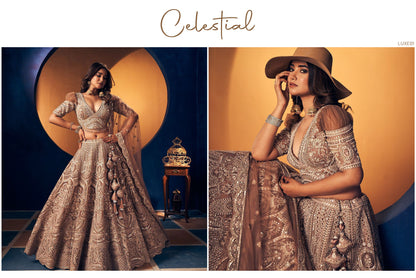 Golden Trendy Lehenga with Heavy Latkan and Flare: A Glamorous Bridal Choice