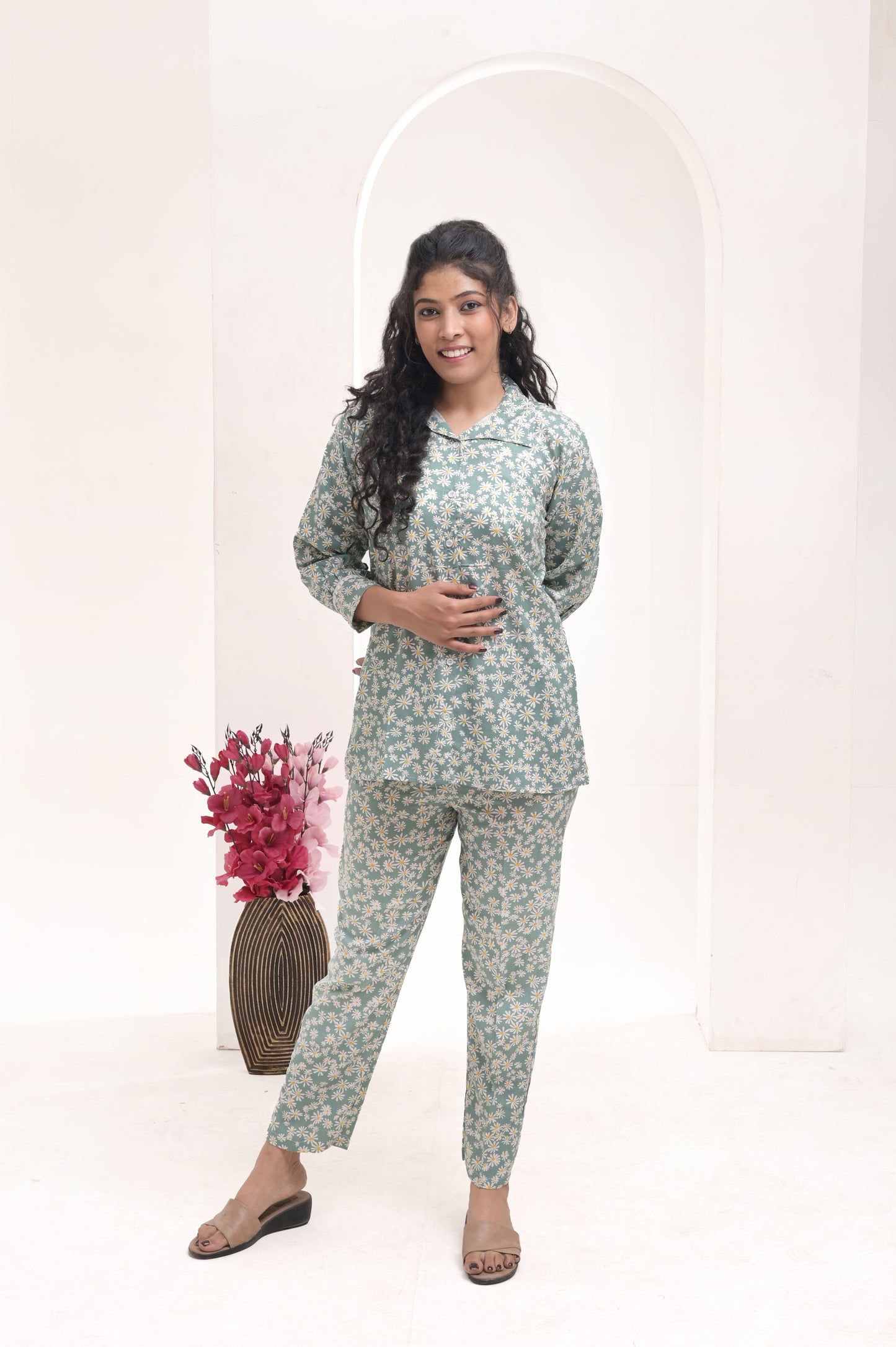 Women’s Blue Printed Rayon Co-ord Set – Comfortable and Versatile