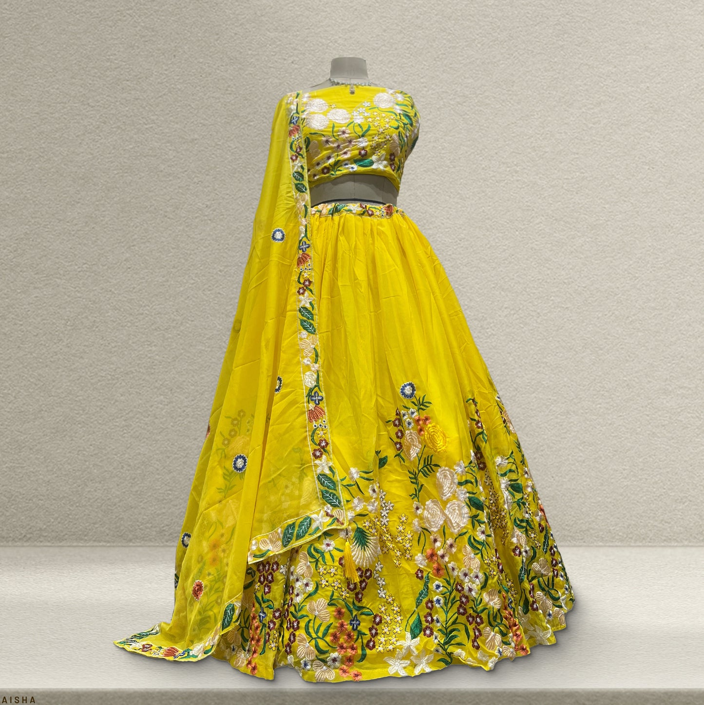 Yellow Royal Charm Embroidered Silk Lehenga