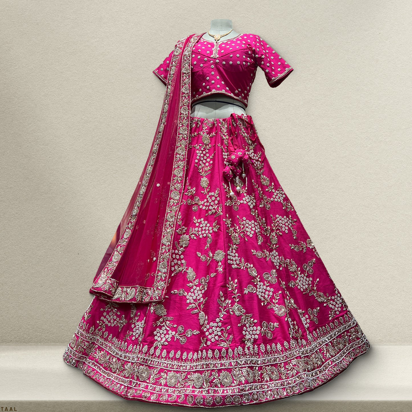 Handwork Bridal Lehenga with Big Flared Skirt and Heavy Latkan: A Stunning Wedding Choice