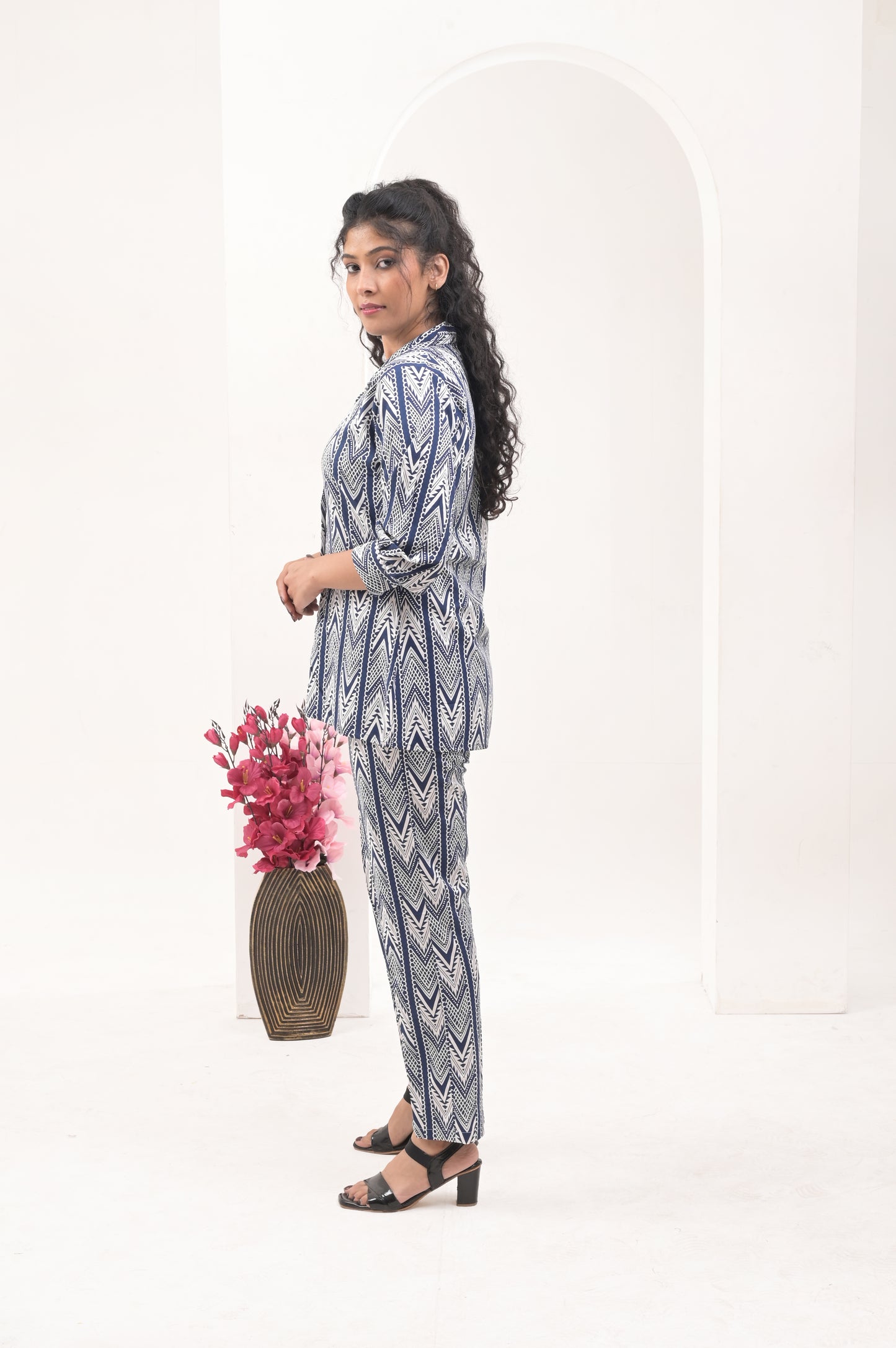 Stripes Blue Printed Rayon Co-ord Set – Comfortable and Versatile