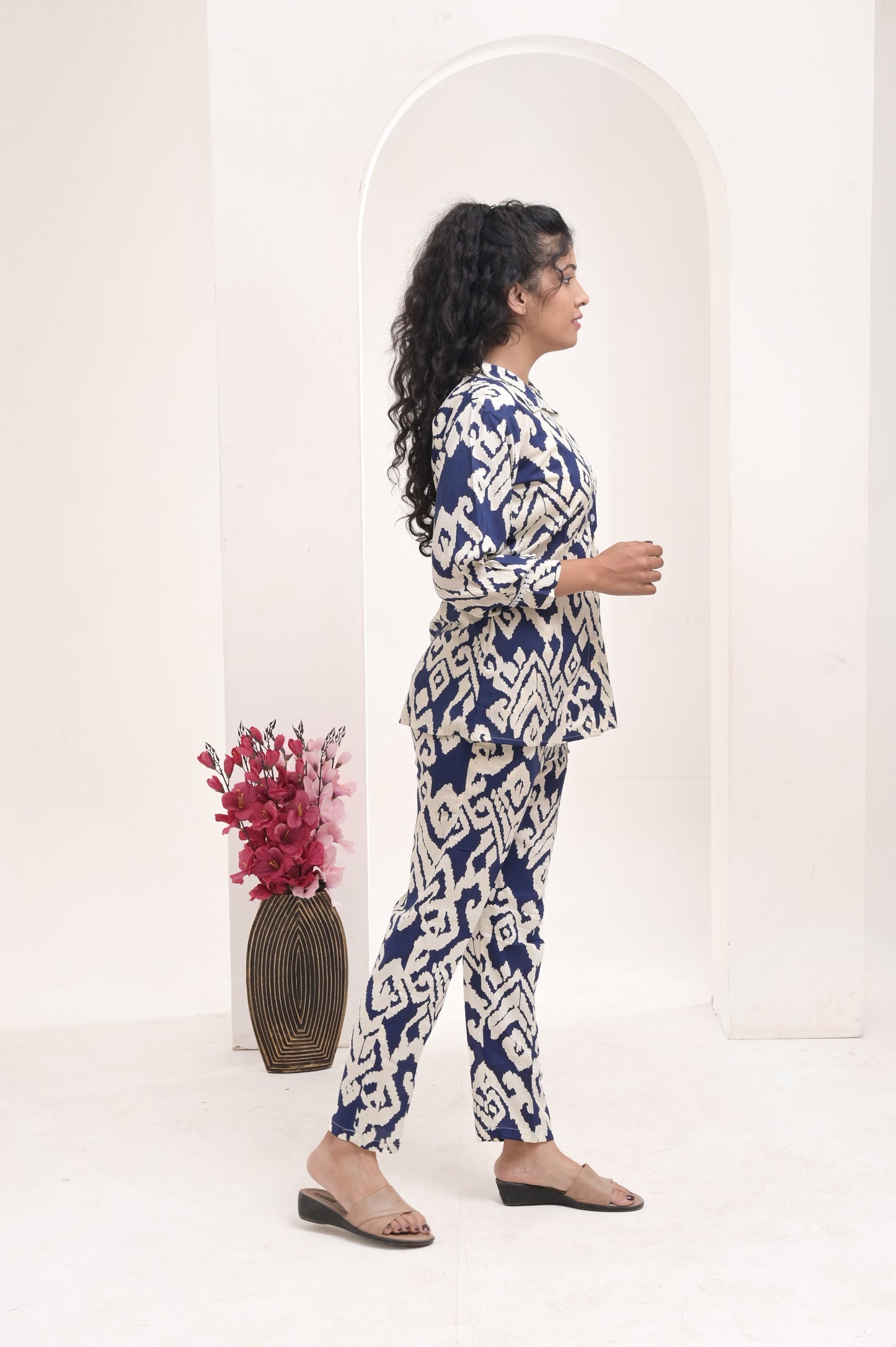 Navy Blue Printed Rayon Co-ord Set – Comfortable and Versatile