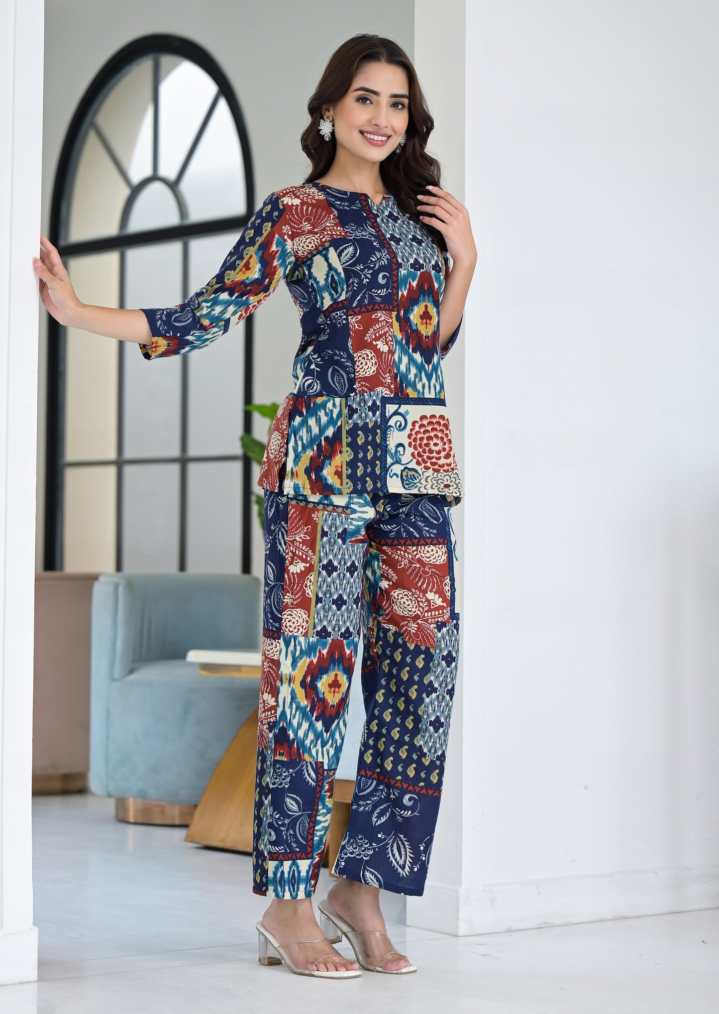 Blue Color Printed Co-Ord Set for Women