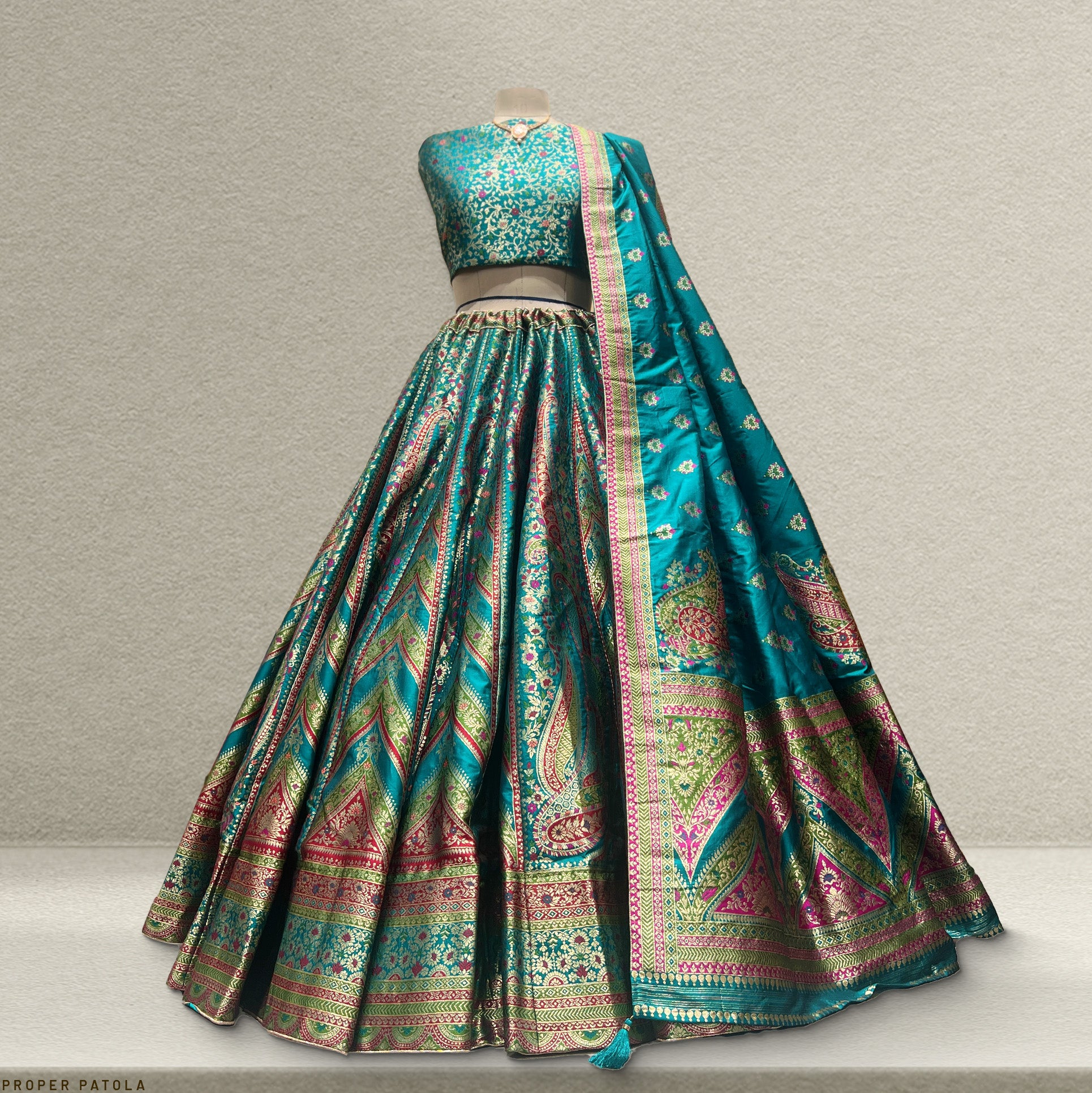 Rama Green Designer Inspired Banarasi Silk Lehenga