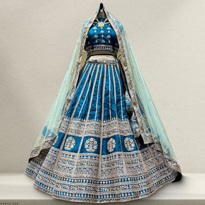 Royal Blue Designer Inspired Lehenga With Contrast Dupatta And Heavy Latkans