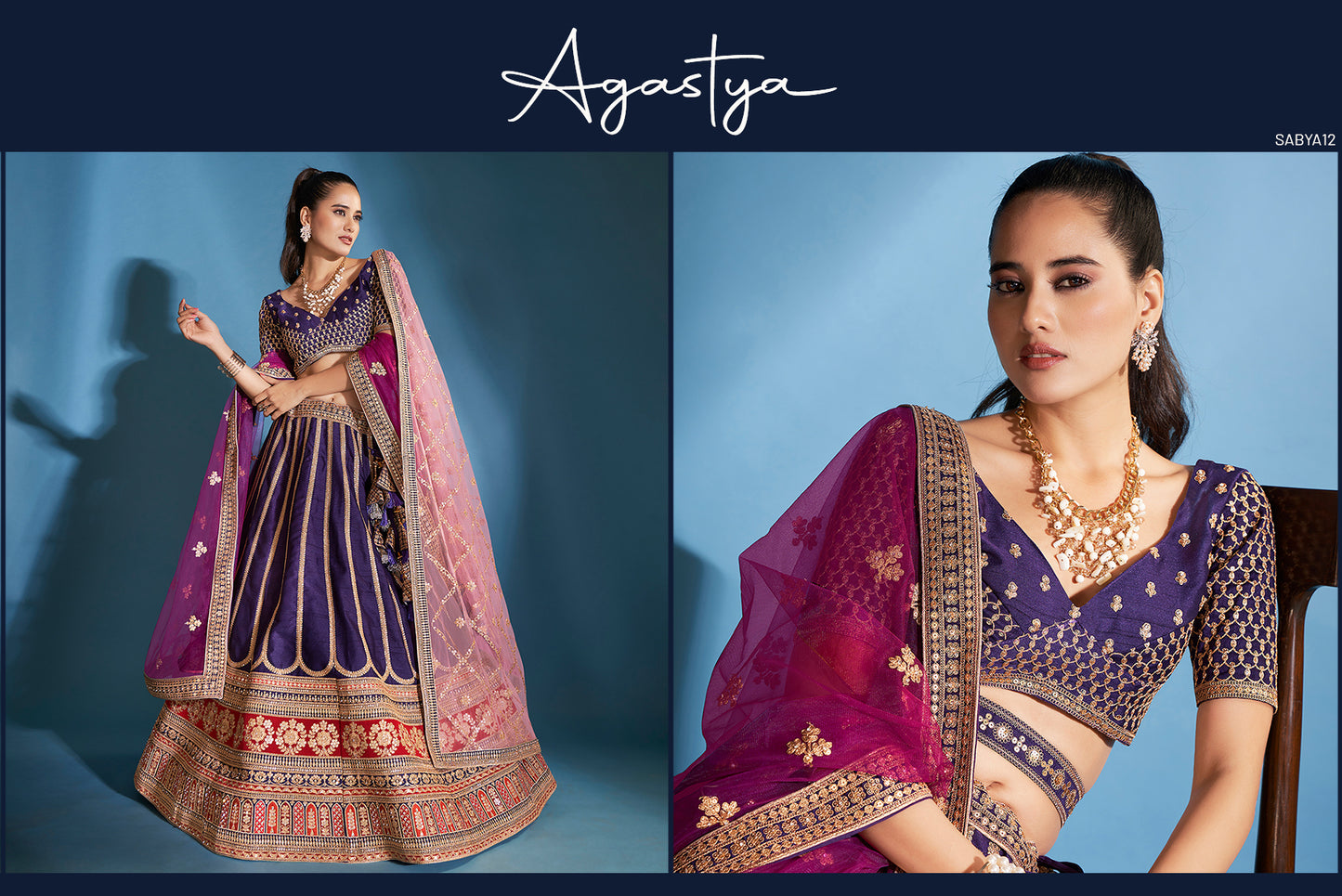 Purple Lehenga With Contrast Dupatta And Heavy Latkans