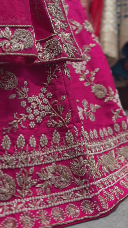 Handwork Bridal Lehenga with Big Flared Skirt and Heavy Latkan: A Stunning Wedding Choice