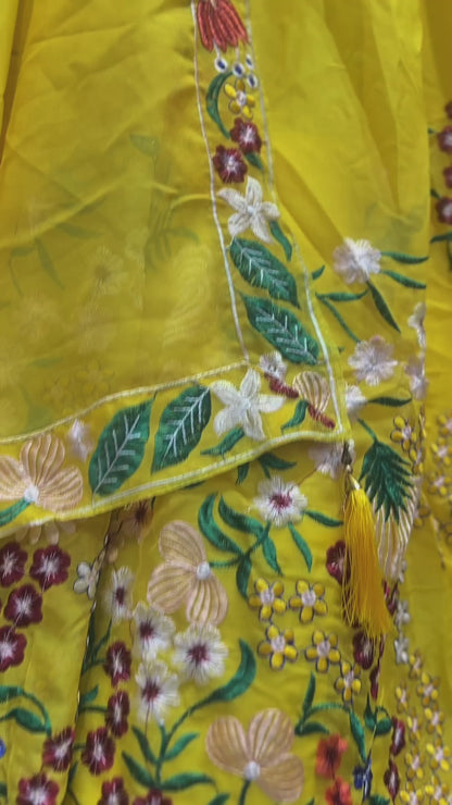 Yellow Royal Charm Embroidered Silk Lehenga