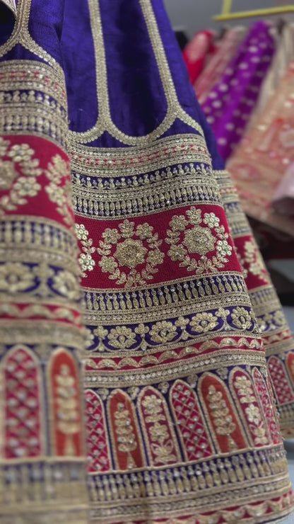 Purple Lehenga With Contrast Dupatta And Heavy Latkans